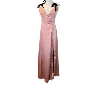 Fame & Partners blush pink satin maxi dress.  Size:2